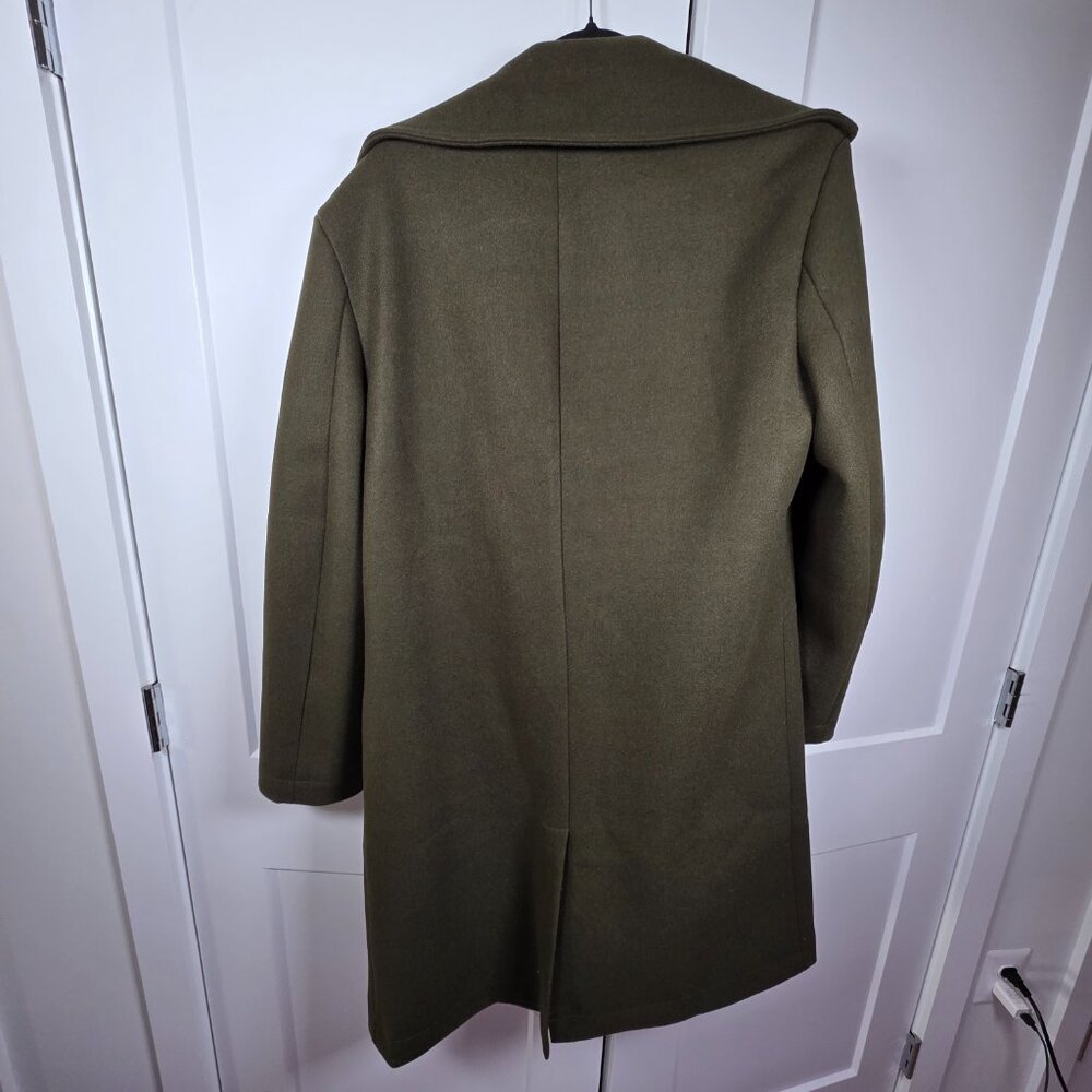 Women's Army Green Double Breasted Overcoat Size‎ M Military Style Lined PC1430 - Picture 5 of 12